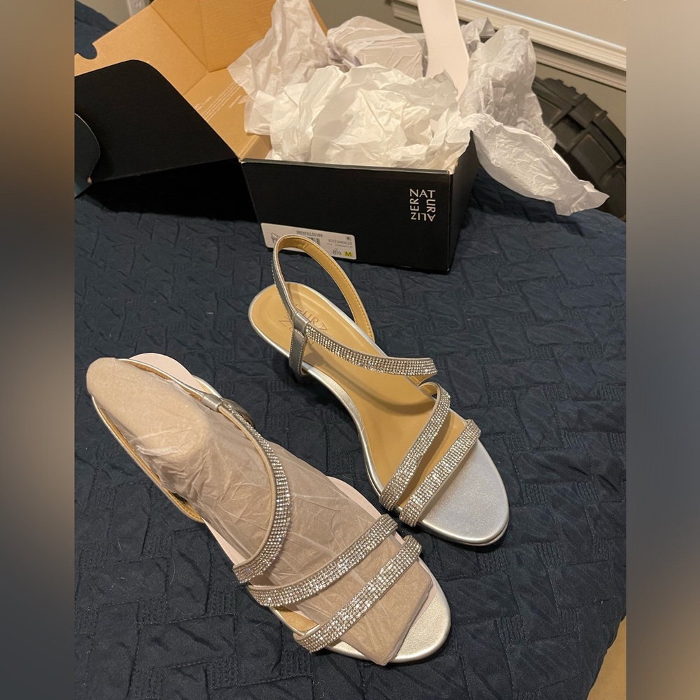 Naturalizer Silver Dress Sandals (wedding) 8.5